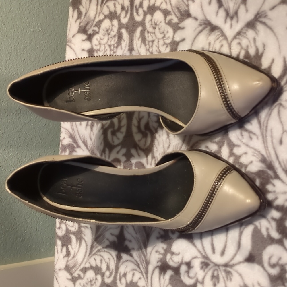 Beau+Ashe Grey Heels, Zipper design